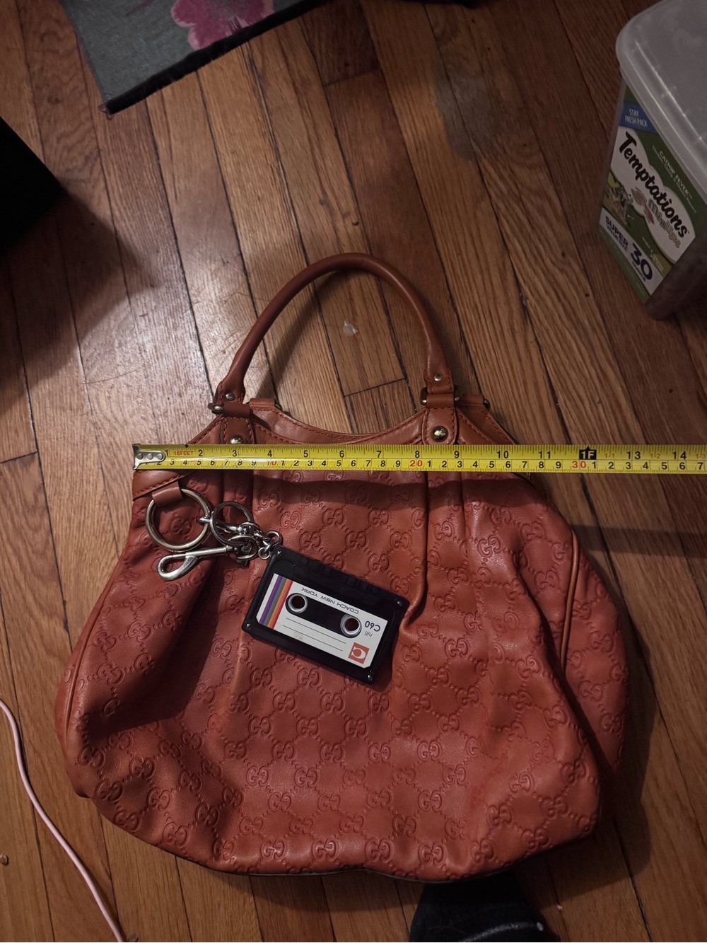 Gucci Orange Embossed Leather Shoulder Bag - Picture 7 of 8